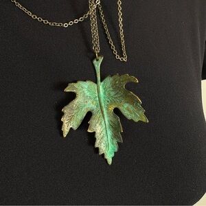 Curious Oddities Artisan Electroplated Copper Leaf Pendant Necklace